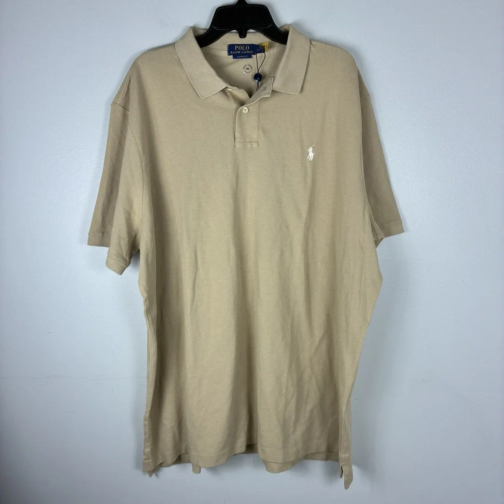 Polo Ralph Lauren Polo Shirt Mens 2X Tan Slim Fit Cotton Pony NWT